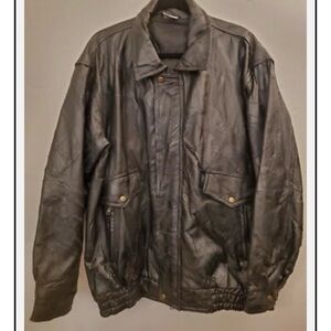 Black Leather bomber jacket never worn